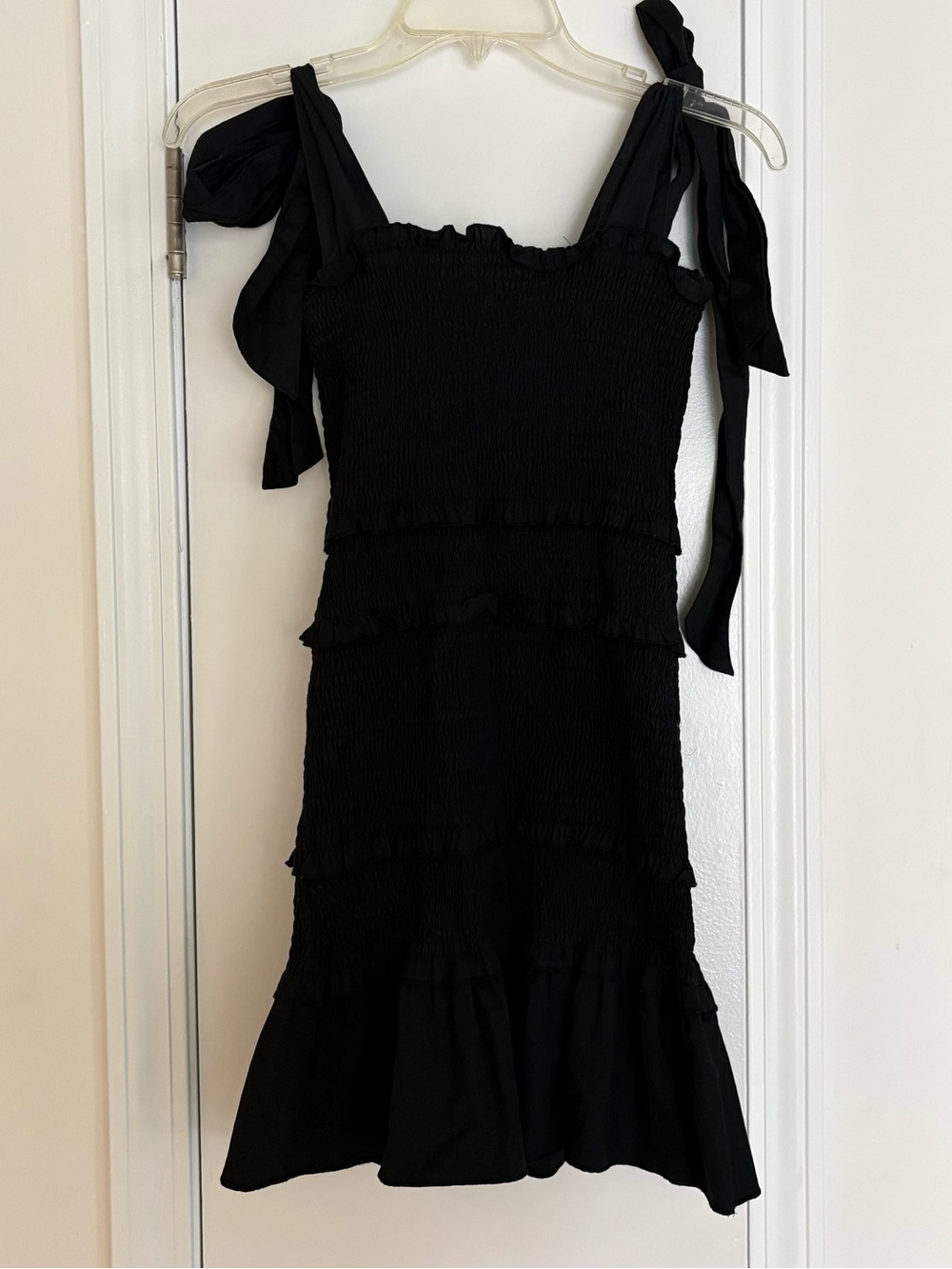 Alter’d State Black Tie-Shoulder Smocked Sundress